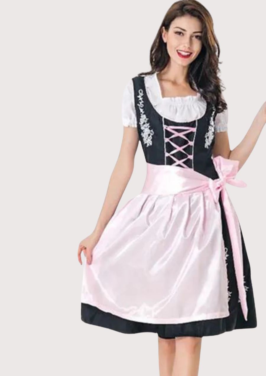 Blush Satin Apron Dirndl Dress