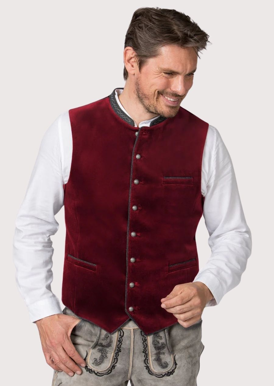 Classic Oktoberfest Vest for Men – Traditional German Style with Velvet Fabric