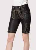 Classic women's Lederhosen featuring intricate floral embroidery and durable leather design.