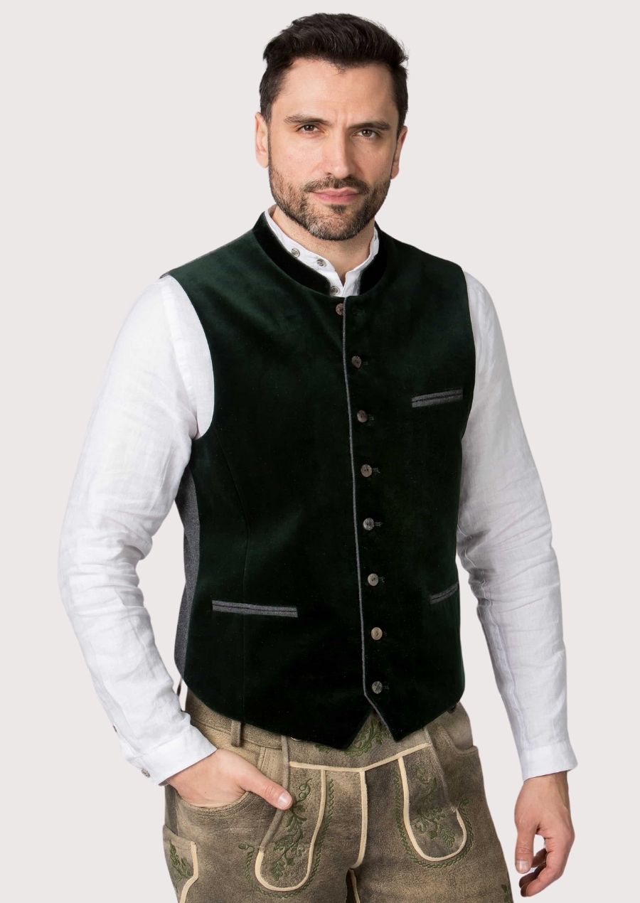 Men’s Trachten Vest – Velvet Bavarian Vest for Oktoberfest Celebrations