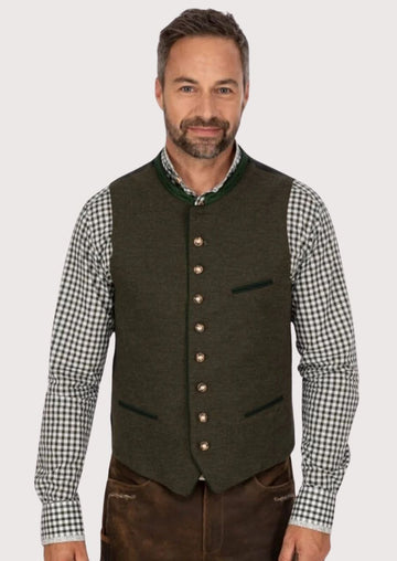 Traditional Bavarian vest for men styled with lederhosen