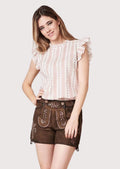 Women’s Lederhosen – Premium Leather with Floral Embroidery for Oktoberfest and Cultural Festivals