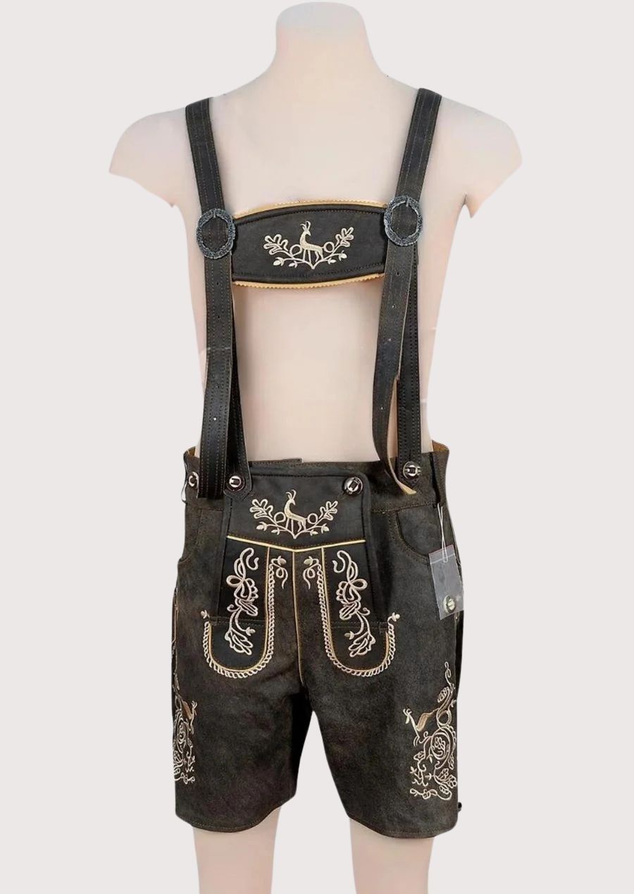 Alpine Deer Lederhosen with embroidered suspenders and timeless Bavarian character