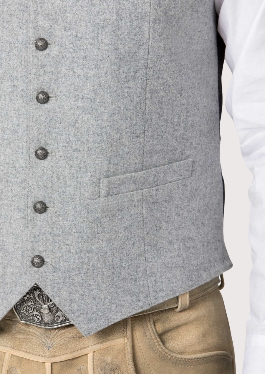Alpine light grey stand collar waistcoat for men