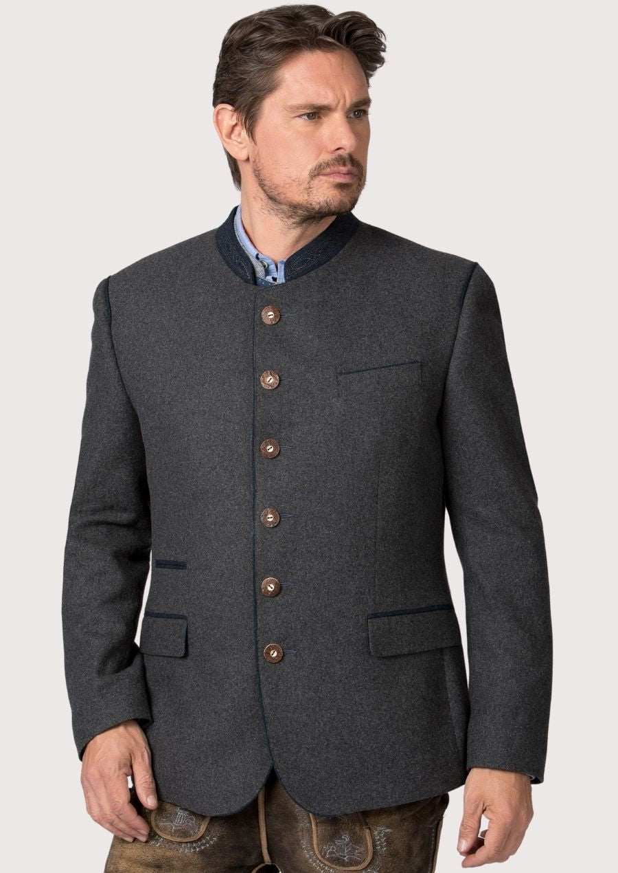 Alpine Style Oktoberfest jacket for men with classic Bavarian design and horn buttons – premium wool fabric for comfort and style.