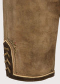 Authentic Bavarian lederhosen crafted from soft suede with detailed alpine stitching