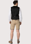 Traditional Bavarian waistcoat with embroidered collar, perfect for pairing with lederhosen for Oktoberfest or weddings.