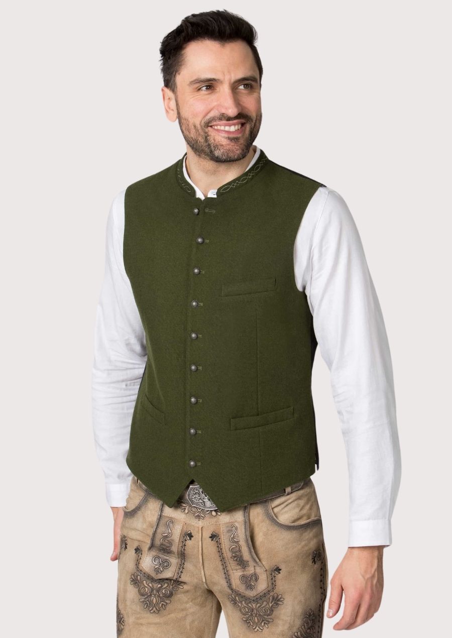 Authentic German Waistcoat – Bavarian style men's vest with button detailing for Oktoberfest and cultural events.