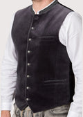 Authentic Oktoberfest waistcoat featuring dark fabric and metal buttons