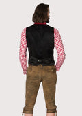 Authentic red German waistcoat with slim fit and contrast edges