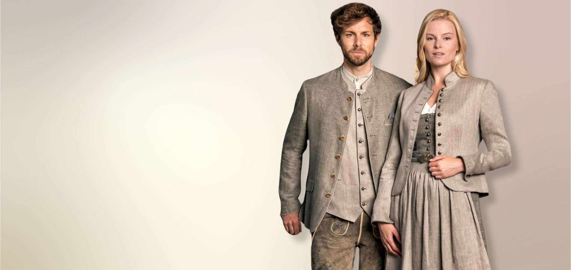 Men and women displaying trachten jackets.