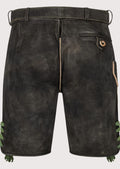 Traditional Bavarian leather lederhosen with embroidered floral patterns, perfect for weddings, Oktoberfest, and cultural festivities.