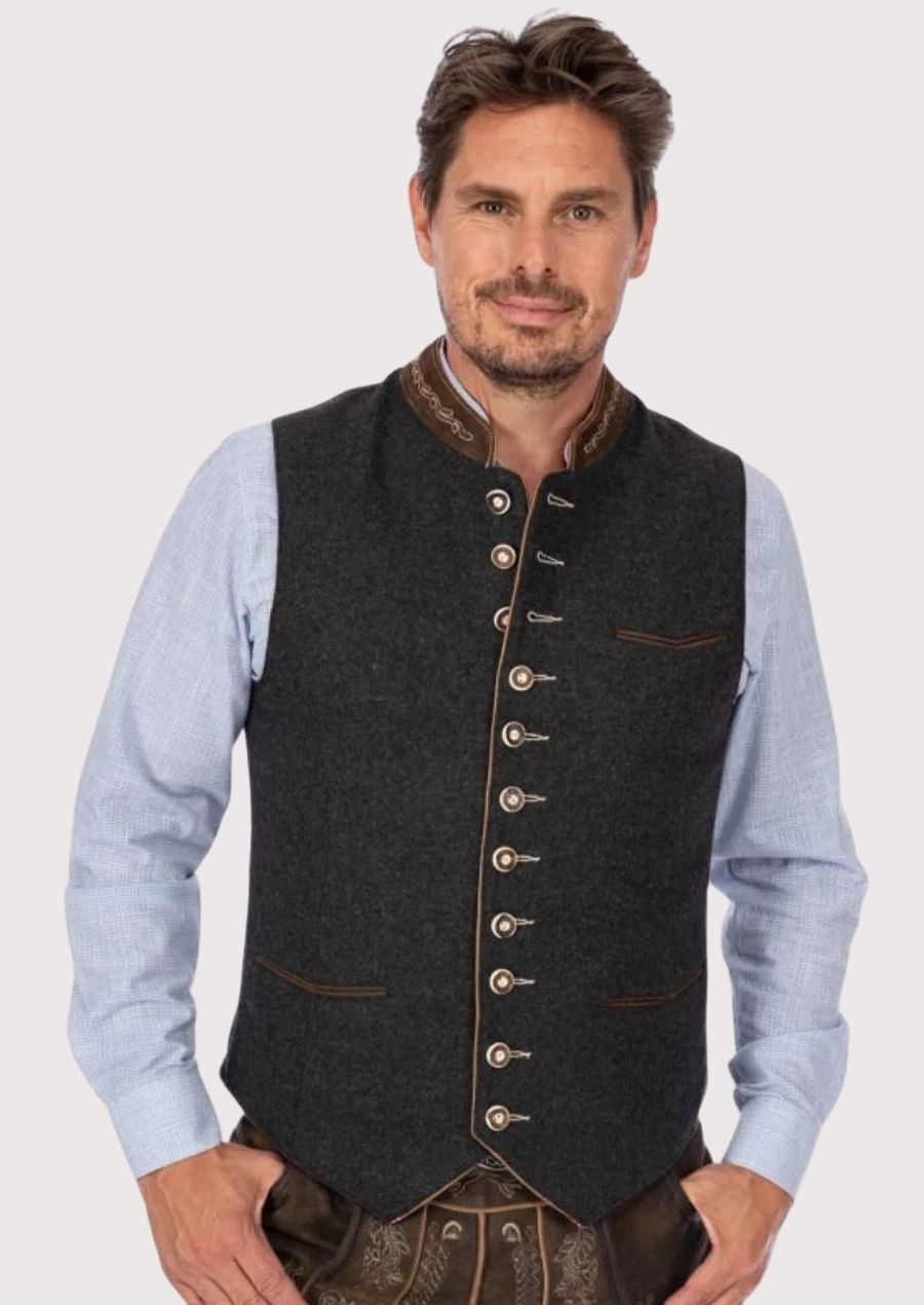 Bavarian Oktoberfest vest for men – traditional wool design

