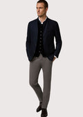 Men’s traditional Trachten-style blue jacket with stand collar and button front