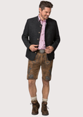 Traditional Alpine-style men's jacket with stand-up collar and classic tailoring

