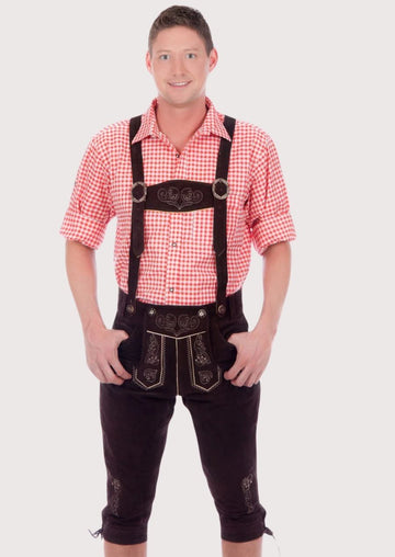Men’s Bundhosen crafted with premium leather, showcasing traditional Bavarian embroidery for Oktoberfest, festivals, and cultural events