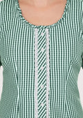 Stylish Green Gingham Dirndl Blouse for Women - Perfect for Oktoberfest Celebrations