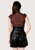 Chic black leather shorts for women with stylish detailing