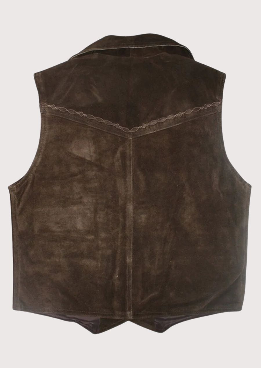Authentic Bavarian leather vest designed for Oktoberfest and folk events