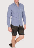 Slim fit classic blue checked shirt for men