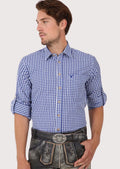 Classic men’s blue gingham button down shirt