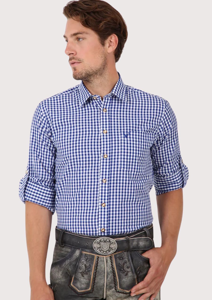 Classic men’s blue gingham button down shirt