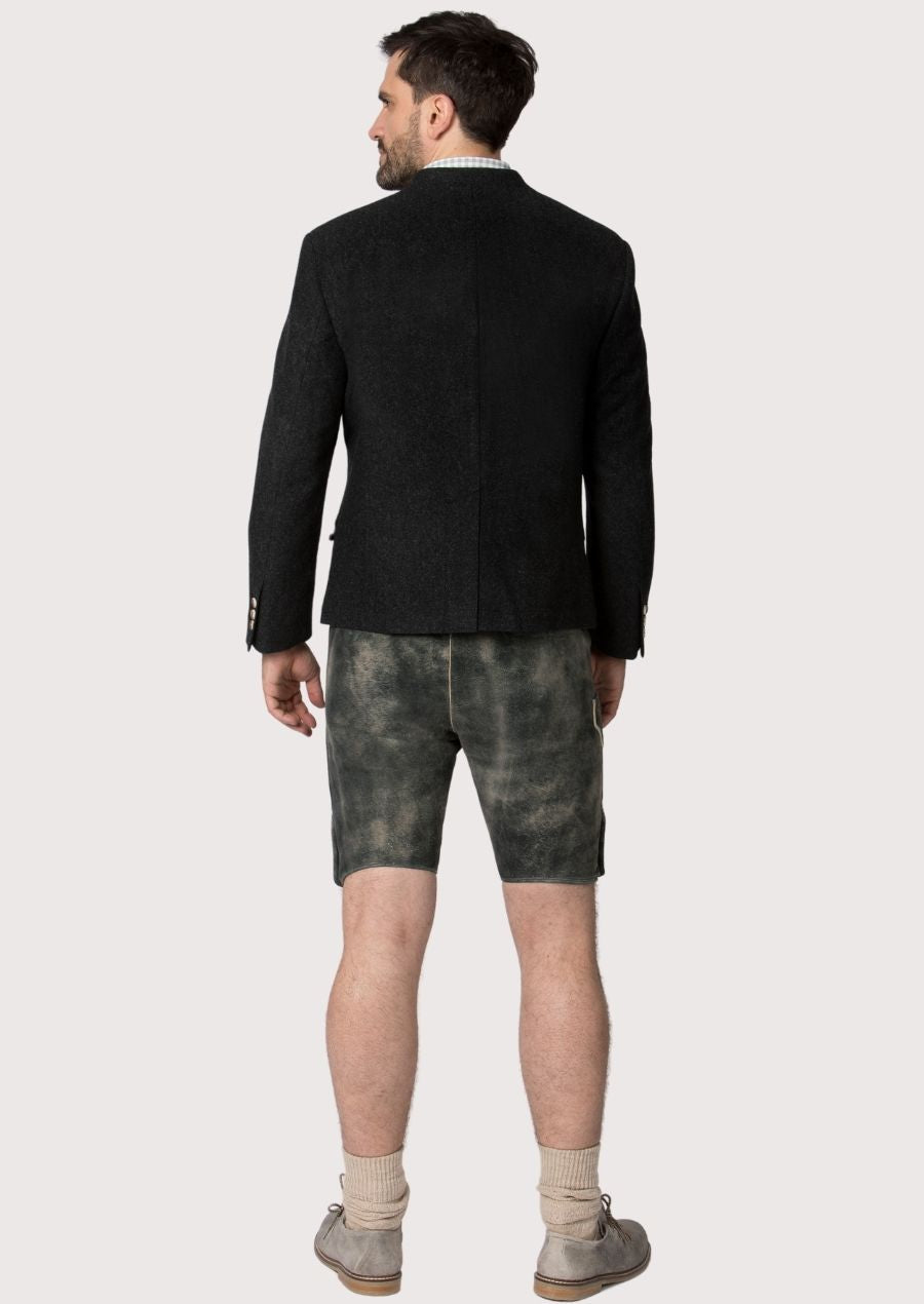 Classic charcoal Oktoberfest jacket with timeless alpine design.
