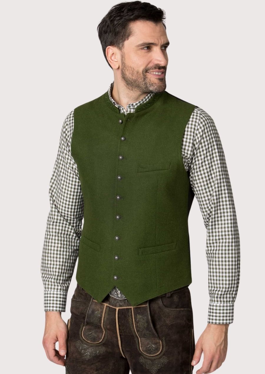 Classic German Waistcoat – Embroidered Wool Vest for Oktoberfest and Weddings

