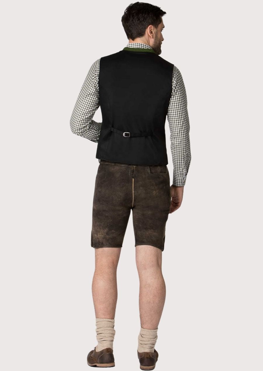 Classic green German Trachten vest with front button closure