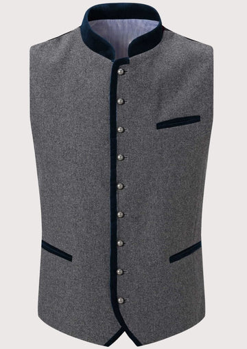 Traditional men’s Trachten vest in charcoal grey