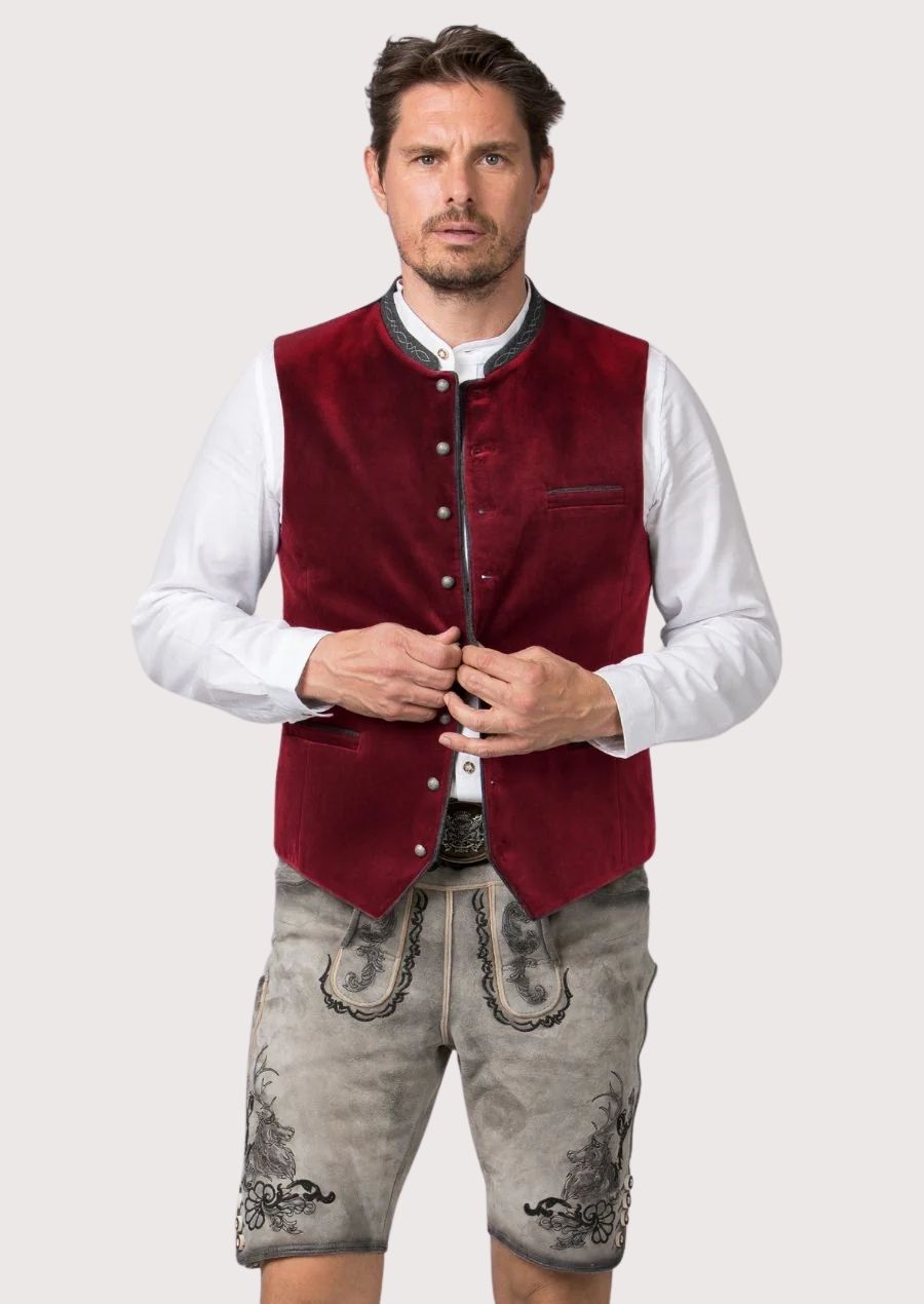 Traditional Bavarian vest with smooth velvet texture