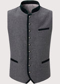 Authentic German Trachten Vest – Grey Wool with Velvet Trim for Weddings

