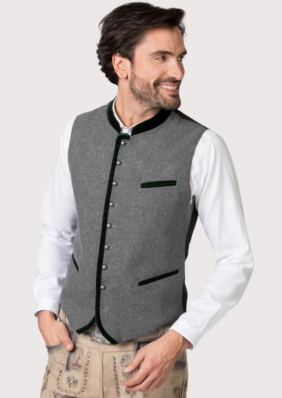 Classic Trachten Vest – Bavarian Velvet Vest for Oktoberfest Celebrations

