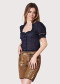 Classic Women’s Lederhosen – Premium Leather with Floral Embroidery for Oktoberfest and Cultural Events