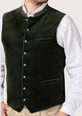 Dark green Bavarian velvet vest with metal buttons and pockets