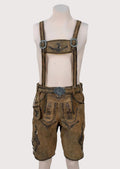 Eagle Motif Lederhosen With Braces, matching suspenders, intricate embroidery, and authentic Oktoberfest appeal