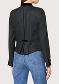 Elegant dark grey alpine jacket for women with long sleeves and refined traditional design.