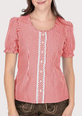 Elegant red gingham Dirndl blouse for women, perfect for festivals and cultural events.