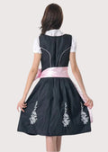 Oktoberfest Dirndl Dress with a feminine silhouette, black and pink color scheme, and classic Bavarian design details.