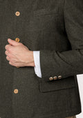 Elegant Bavarian men’s wool jacket in olive green with chest pocket.