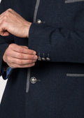 Elegant men’s heritage jacket in blue with contrast trim.