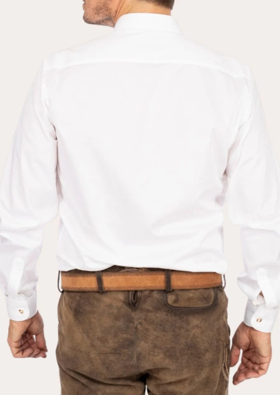 Elegant white band collar button shirt for men