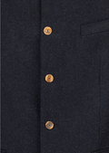 Elegant navy blue Oktoberfest jacket with wooden buttons.