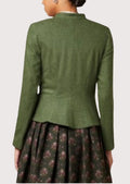 Elegant olive alpine jacket for women with long sleeves and refined heritage design.