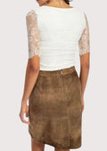 Elegant women’s alpine brown suede skirt minimal design