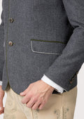 Festive Oktoberfest jacket in grey with green accents, crafted for a classic German heritage look.