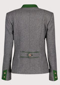 Women's Festive Trachten Jacket featuring classic button detailing and contrasting green piping, perfect for adding a touch of tradition to cultural events.
