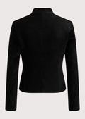 Elegant women's Trachten jacket in black velvet, ideal for cultural celebrations and stylish gatherings.

