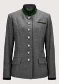 Women’s Trachten Jacket in grey wool with classic button detailing for traditional events and Oktoberfest.

