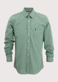 Green check bavarian cotton shirt for men, premium cotton Bavarian shirt, green Oktoberfest check shirt, German traditional clothing, Alpine festival shirt, classic green plaid men's shirt.